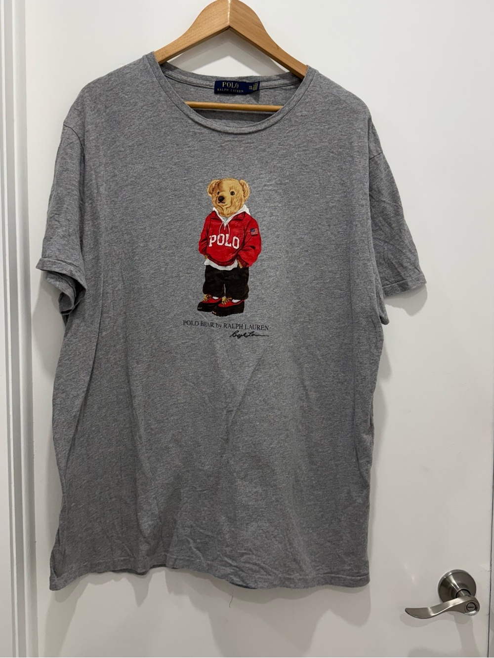 Polo Ralph Lauren Polo Bear Graphic T Shirt Gray XXL 2XL Red Hoodie 🐻